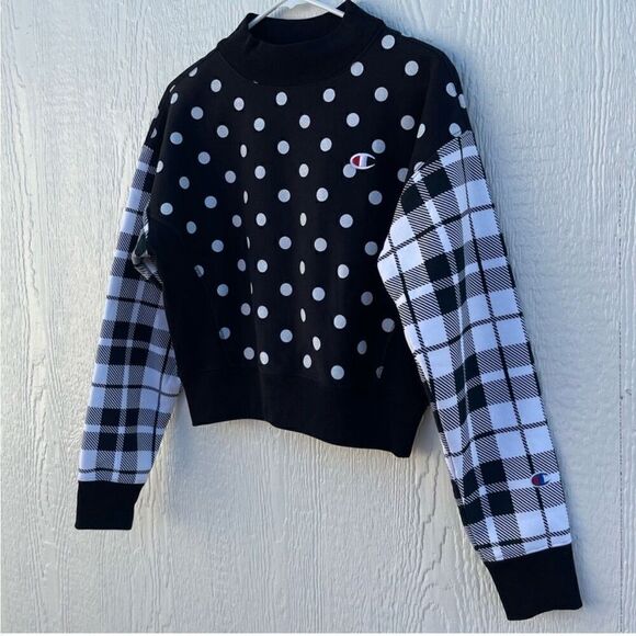 Champion Reverse Wave Sweatshirt Pullover size M Black and white polka dot - Picture 5 of 6
